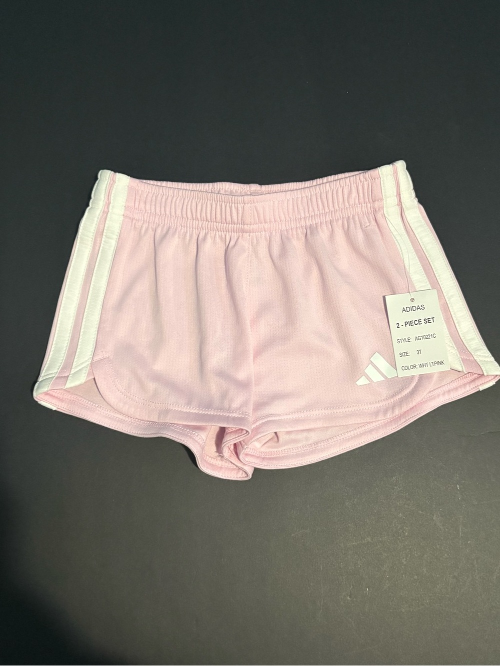 adidas Pink Girls' Athletic Shorts with White Side Stripes
